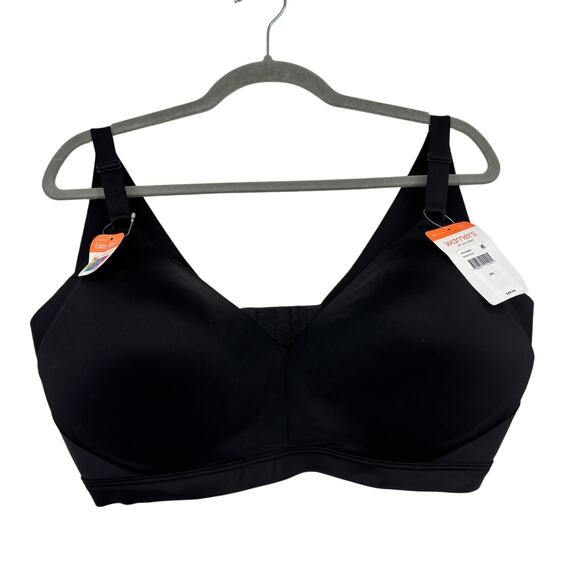 Warners No Side Effects Bra Size 2XL Black Wireless Lift Smoothing Wire Free - Picture 1 of 8